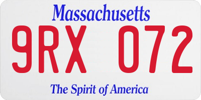 MA license plate 9RX072