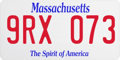 MA license plate 9RX073