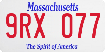 MA license plate 9RX077