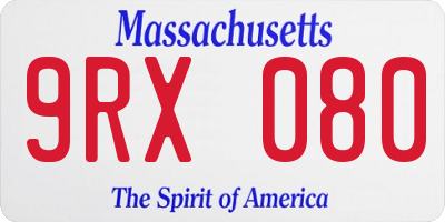 MA license plate 9RX080