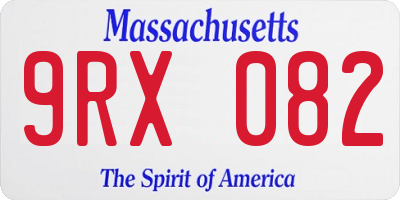MA license plate 9RX082