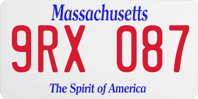 MA license plate 9RX087