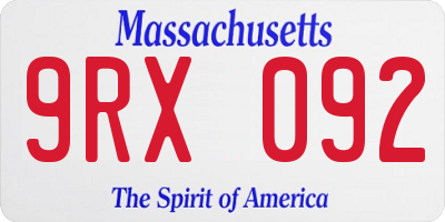 MA license plate 9RX092