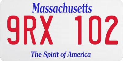 MA license plate 9RX102