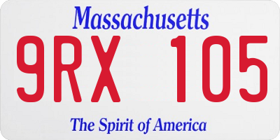 MA license plate 9RX105