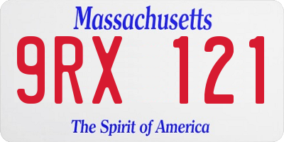 MA license plate 9RX121