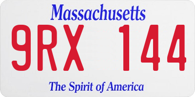 MA license plate 9RX144