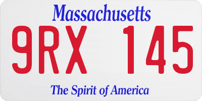 MA license plate 9RX145