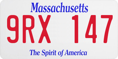 MA license plate 9RX147