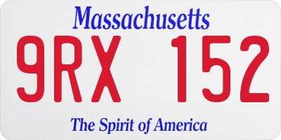 MA license plate 9RX152