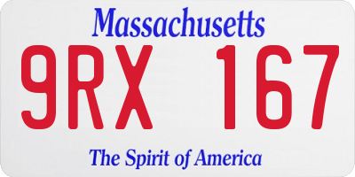 MA license plate 9RX167