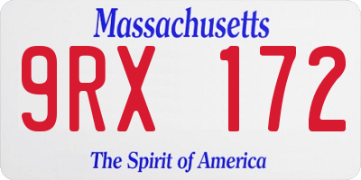 MA license plate 9RX172