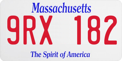 MA license plate 9RX182