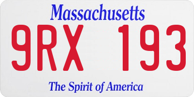 MA license plate 9RX193