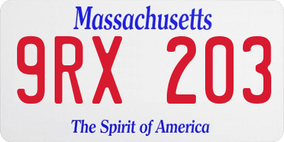 MA license plate 9RX203