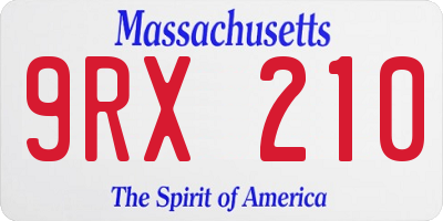 MA license plate 9RX210
