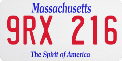 MA license plate 9RX216
