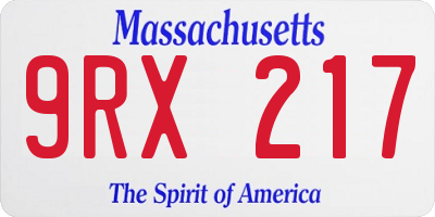 MA license plate 9RX217