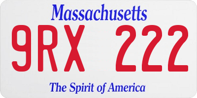 MA license plate 9RX222