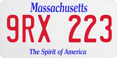 MA license plate 9RX223