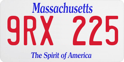 MA license plate 9RX225