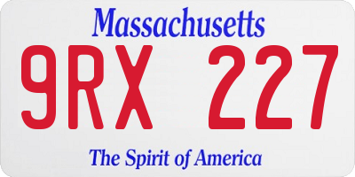 MA license plate 9RX227