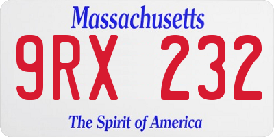 MA license plate 9RX232