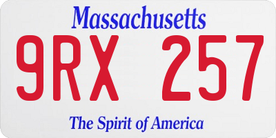 MA license plate 9RX257