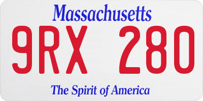 MA license plate 9RX280