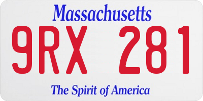 MA license plate 9RX281