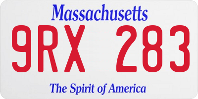 MA license plate 9RX283