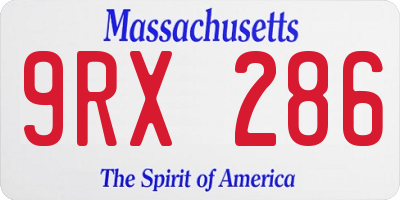 MA license plate 9RX286