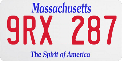 MA license plate 9RX287