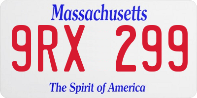 MA license plate 9RX299