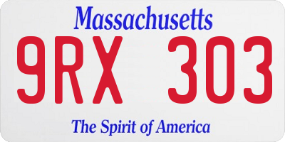 MA license plate 9RX303