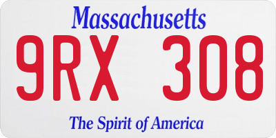 MA license plate 9RX308