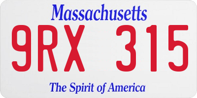 MA license plate 9RX315