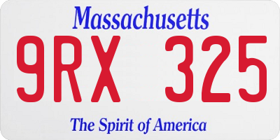 MA license plate 9RX325