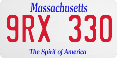 MA license plate 9RX330