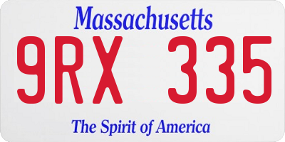 MA license plate 9RX335