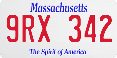 MA license plate 9RX342
