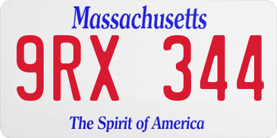 MA license plate 9RX344