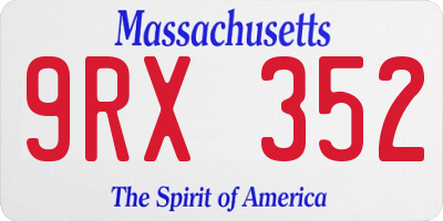 MA license plate 9RX352