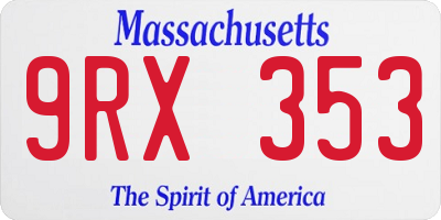 MA license plate 9RX353