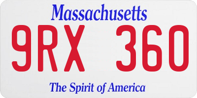 MA license plate 9RX360