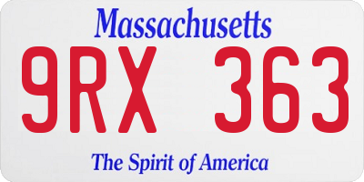 MA license plate 9RX363