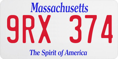 MA license plate 9RX374
