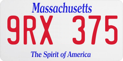 MA license plate 9RX375