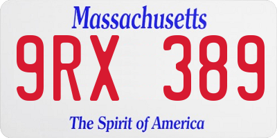 MA license plate 9RX389