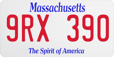 MA license plate 9RX390